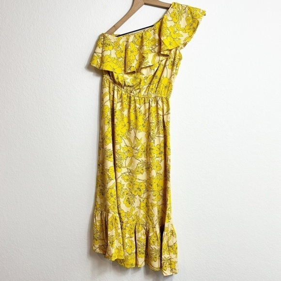 CUPSHE YELLOW FLORAL PRINT ONE  SHOULDER WOMEN SUMMER DRESS SIZE XS BRAND NEW - Picture 8 of 11